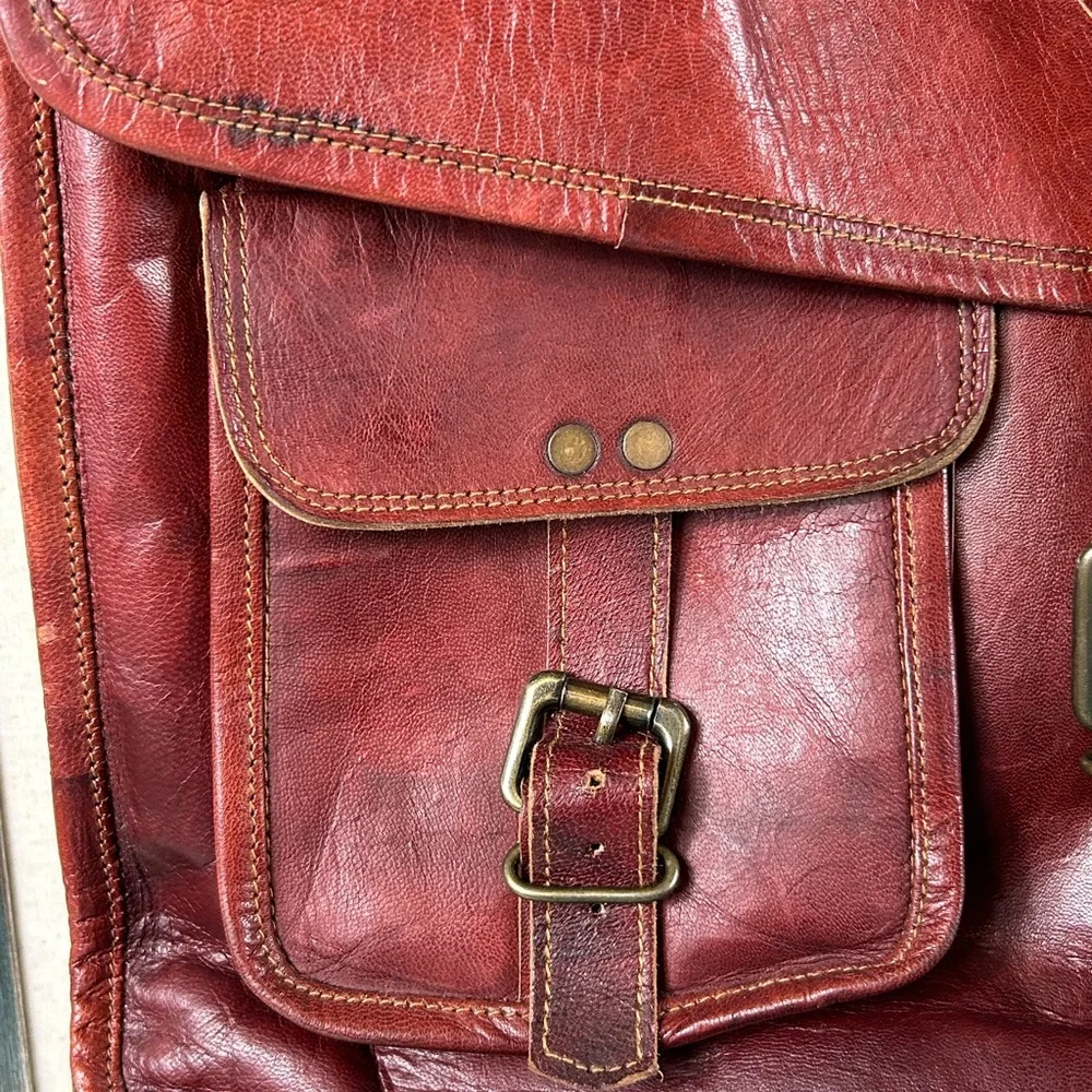 Genuine Brown Leather Messenger Shoulder Laptop Briefcase/Bag